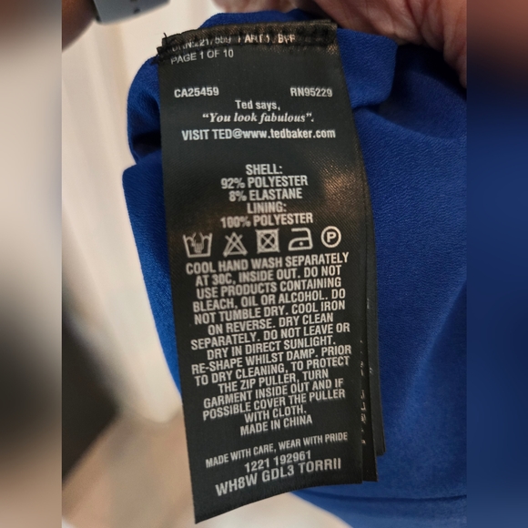 Ted Baker Torrii Halter Neck Scallop Mini Dress Cobalt Blue Size 2 (Fits Like 6) - Picture 6 of 6